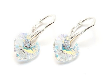 Srebrne Kolczyki 925 z kr. Swarovski Serca 10 CAB
