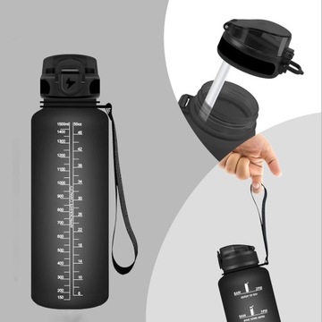 BUTELKA NA WODĘ BIDON SPORTOWY 1.5L Z SŁOMKĄ Z UCHWYTEM DO JOGA, JOGGING