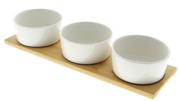 PORCELANOWE POJEMNIKI KUCHENNE NA BAMBUSOWEJ DESCE