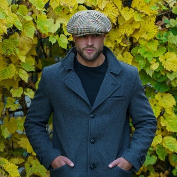 MĘSKI KASZKIET PEAKY BEŻOWY HARRIS TWEED ZIMOWY WIOSENNY JESIENNY 60 CM XL