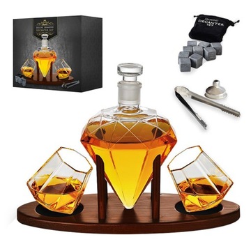 KARAFKA DO WHISKY KRYSZTAŁOWA KARAFKA DIAMENT ZESTAW DO WHISKY KAMIENIE