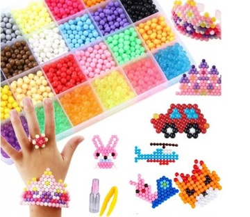 ВОДНЫЕ БУСИНЫ AQUABEADS MAGIC BEADS 3000 шт ТВОРЧЕСКИЕ УЗОРЫ ПОДАРОЧНЫЙ НАБОР