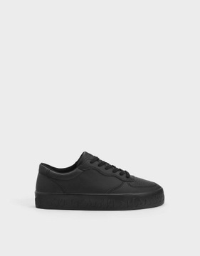 BERSHKA_CZARNE TRAMPKI MONOCHROMATYCZNE 7032132