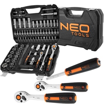 NEO Klucze nasadowe 1/4 1/2 86 szt., CrV 10-060