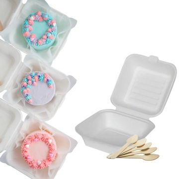 Opakowanie na torcika BENTO (Bento Cake) - 50 sztuk + łyżeczki 100 sztuk