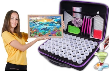 Duży Zestaw Diamond Painting Akcesoria Haft Diamentowy Etui +2 HAFTY GRATIS