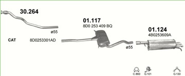 DOWNPIPE вместо катализатора Passat B5 1.9TDi 1995-2005 гг.