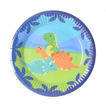 Talerze Talerzyki Papierowe Dinozaury 23 cm 6 szt