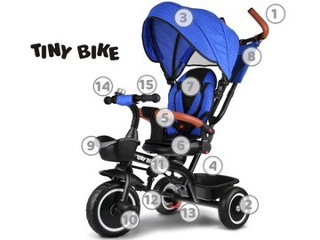 Детский трехколесный велосипед Tiny Bike 3в1 с навесом ROTATABLE 360 RR0650