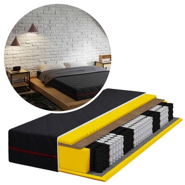 Materac 200x200 pocket KOKOS masujący BLACK 24cm wygodny