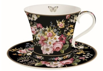 Filiżanka Porcelana Kwiaty Blooming Black 300ml