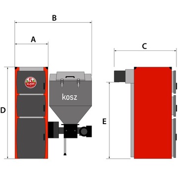KOCIOŁ PIEC TECHNIX-PEL PLESZEW Z PODAJNIKIEM NA PELLET 10KW 5 KLASA PRAWY