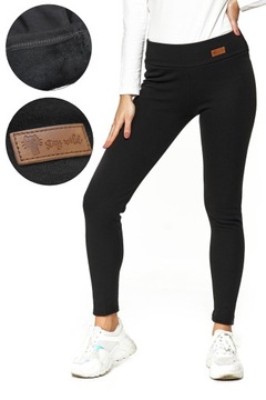 Ocieplane LEGGINSY Czarne Spodnie Damskie MORAJ r. 3XL