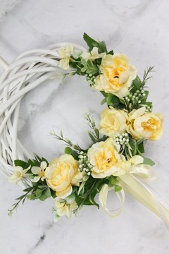 Плетеный венок, пион, украшение на дверь, СОЛНЕЧНЫЙ