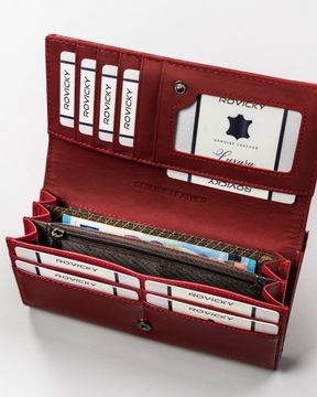 Stylowy damski portfel skórzany lakier duży na karty dokumenty w pudełku