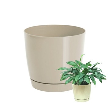 Doniczka KREMOWA 21 cm osłonka z podst CLICK+DROP