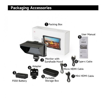 Монитор VILTROX DC-550 PRO 4K HDMI 3D LUT для предварительного просмотра + чехол для батареи HDMI