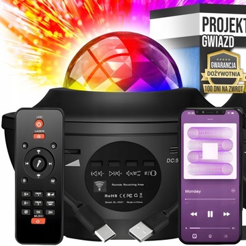Lampka Projektor Gwiazd Star LED Lampka Nocna Prezent czarny