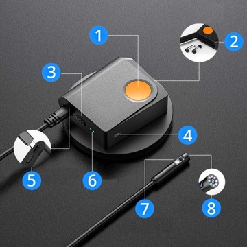 ЭНДОСКОПНАЯ КАМЕРА ДЛЯ ПРОВЕРКИ 7,9 мм ДВОЙНОЙ FHD WIFI Android iOS 5 м + АКСЕССУАРЫ