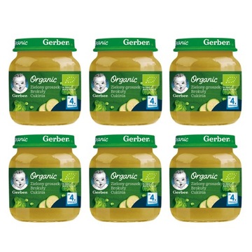 GERBER ORGANIC Obiadek Zielony groszek, brokuły, cukinia 6x125g