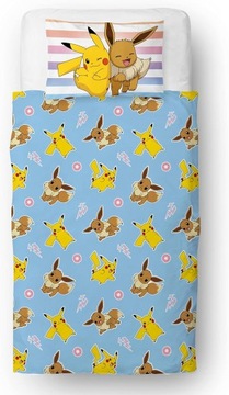 Dwustronny zestaw komplet pościeli poszewka pojedynczy Pokemon Pikachu