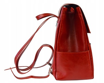 Plecak skórzany damski czerwony duży A4 polska produkcja skóra naturalna