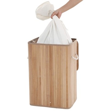Kosz bambusowy stojący 40 cm nowoczesny wkład BOHO