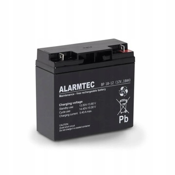 Akumulator ALARMTEC BP 18-12 18Ah 12V AGM Alarm SYSTEMY alarmowe