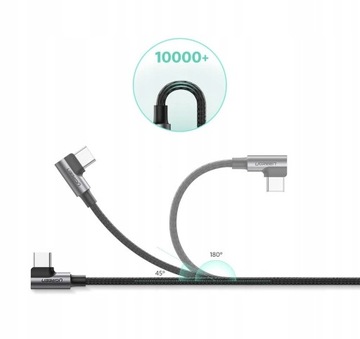 UGREEN PRZEWÓD KABEL USB-A DO USB C KĄTOWY 90 STOPNI QC 3.0 PD 3A OPLOT 1M