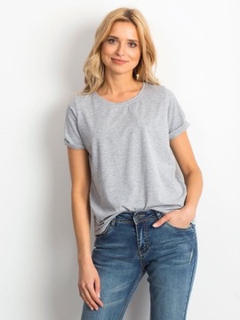 BLUZKA T-SHIRT TOP KOSZULKA Z KRÓTKIM RĘKAWEM BAWEŁNIANA BASIC #M