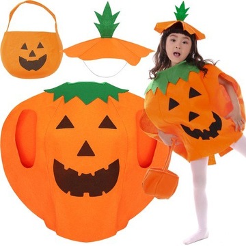 KOSTIUM PRZEBRANIE STRÓJ DYNIA NA HALLOWEEN CZAPKA KOSTIUM TOREBKA ZESTAW