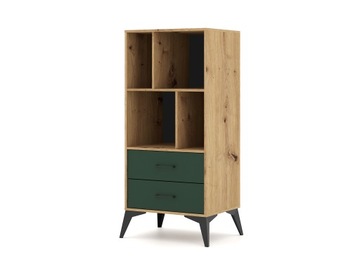 Regał Lugo Szafka Wysoka do Salonu Zielony 138,4 cm Front Płyta MDF