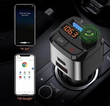 TRANSMITER SAMOCHODOWY BLUETOOTH FM MP3 SZYBKA ŁADOWARKA 3 x USB QC 3.0