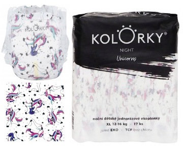 Pieluszki Kolorky NIGHT XL 12-16 kg 17 szt EKO - Absorbuje do 12h