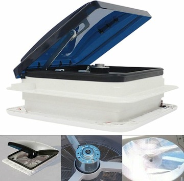 12V WENTYLATOR OKNA DACHOWEGO Z LED DO RV 28*28CM