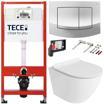 TECE ZESTAW PODTYNKOWY WC MISKA RIMLESS PRZYCISK CHROM POŁYSK FRESH 7W1