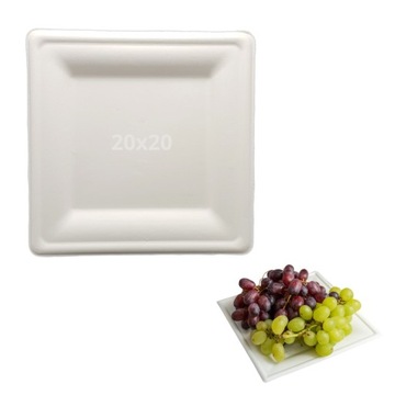 Talerz z trzciny cukrowej kwadratowy 20x20cm 50szt