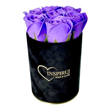 ЦВЕТОЧНАЯ КОРОБКА С МЫЛЬНЫМИ ЦВЕТАМИ ПОДАРОЧНЫЕ ЦВЕТЫ МЫЛЬНЫЕ РОЗЫ ВЕЛЮРОВАЯ КОРОБКА