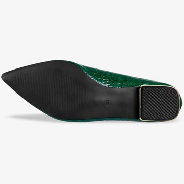 МОДНЫЕ БАЛЕТКИ НА ДЕКОРАТИВНОМ КАБЛУКЕ, КОЖАНОЙ Стельке