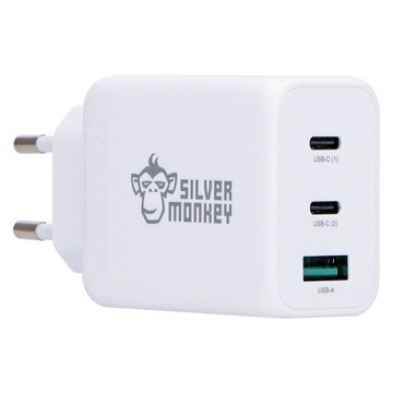 Ładowarka sieciowa GaN 65W 2x USB-C PD 1x USB-A QC 3.0 biała