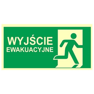 WYJŚCIE EWAKUACYJNE kierunek w prawo TABLICZKA BHP 15X30cm znak ewakuacyjny