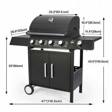 GRILL GAZOWY EL FUEGO SAN ANGELO 4+1 ŻELIWNY RUSZT 13.7kW +REDUKTOR Z WĘZEM