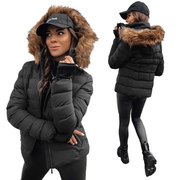 PIKOWANA DAMSKA KURTKA ZIMOWA Z KAPTUREM roz. M