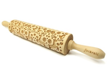 Wałek grawerowany wzór ŚWIĄTECZNE RENIFERY, duży