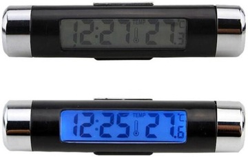 Termometr samochodowy ZEGAR LCD cyfrowy blue