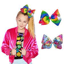 KOLOROWE KOKARDY JoJo SIWA BOWS 10 SZT RAINBOW TĘCZA CEKINY