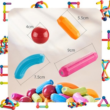 БОЛЬШИЕ МАГНИТНЫЕ БЛОКИ СТРОИТЕЛЬНЫЕ ОБРАЗОВАТЕЛЬНЫЕ ПАЛОЧКИ XXL ПАЛОЧКИ 115 шт.