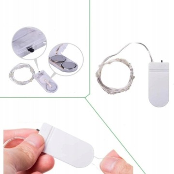 СВЕТОДИОДНЫЕ СВЕТИЛЬНИКИ НА АККУМУЛЯТОРАХ 20 ДИОДОВ НА ПРОВОДЕ, ХОЛОДНЫЙ БЕЛЫЙ + батарейки