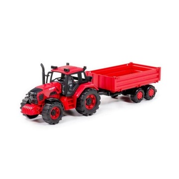 Traktor Belarus z przyczepą czerwony Polesie Wader