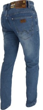 SPODNIE KLASYCZNE MĘSKIE PROSTA NOGAWKA JASNY JEANS L32 W42